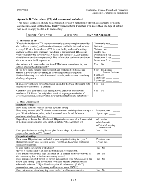 Appendix B Tuberculosis Risk Assessment Worksheet  Form