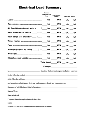 2 Electrical Load Summary Form Lus