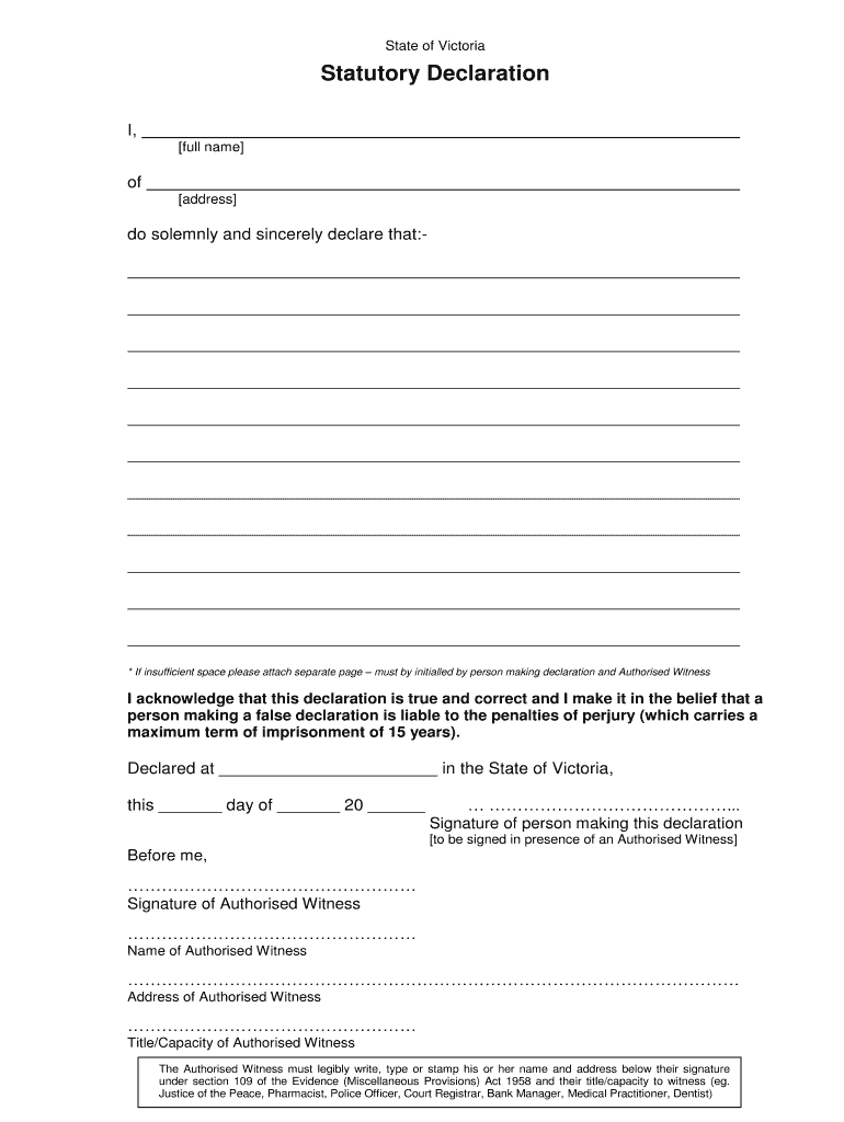 STATUTORY DECLARATION  EPA Victoria  Form