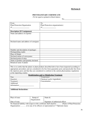 Phytosanitary Certificate Sample  Form