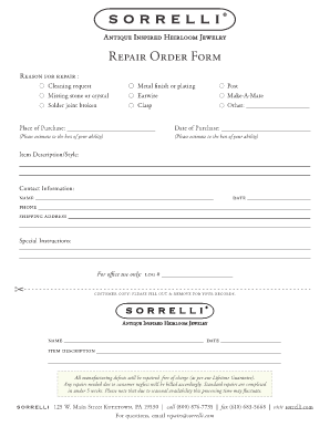 Sorrelli Repair Form