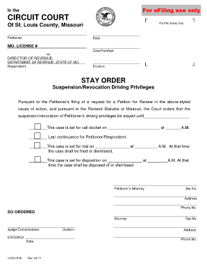 DOR Stay Order St Louis County  Form