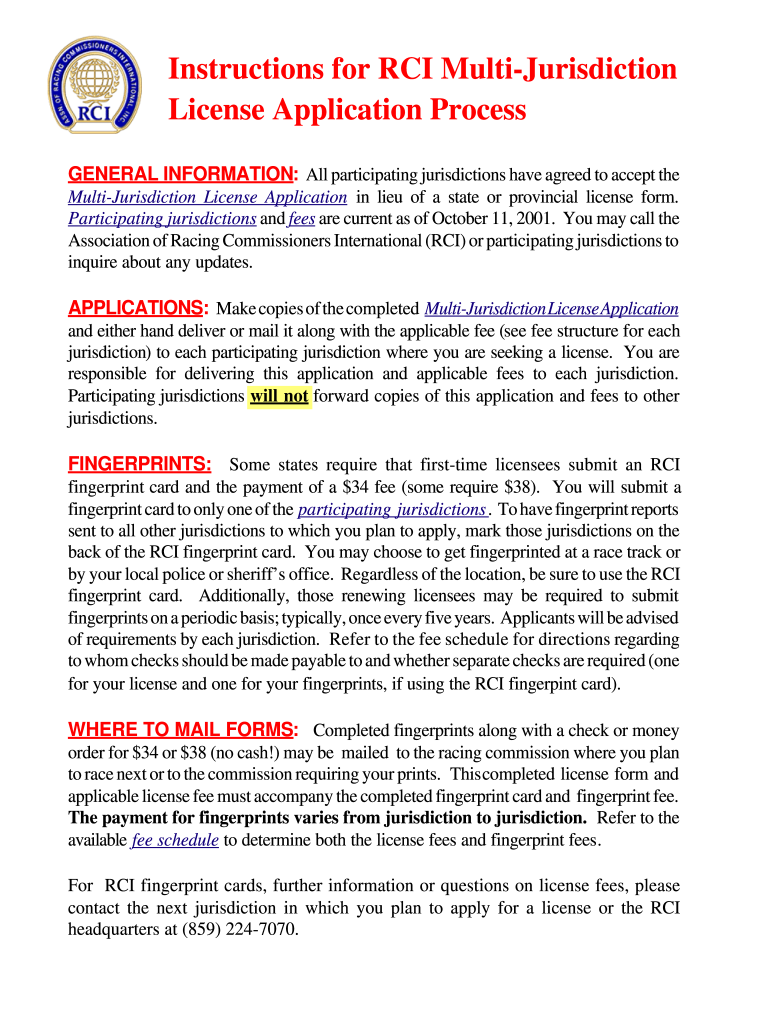 Rci Fingerprint Card  Form