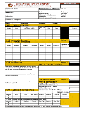 Expense Report # Bc  Form