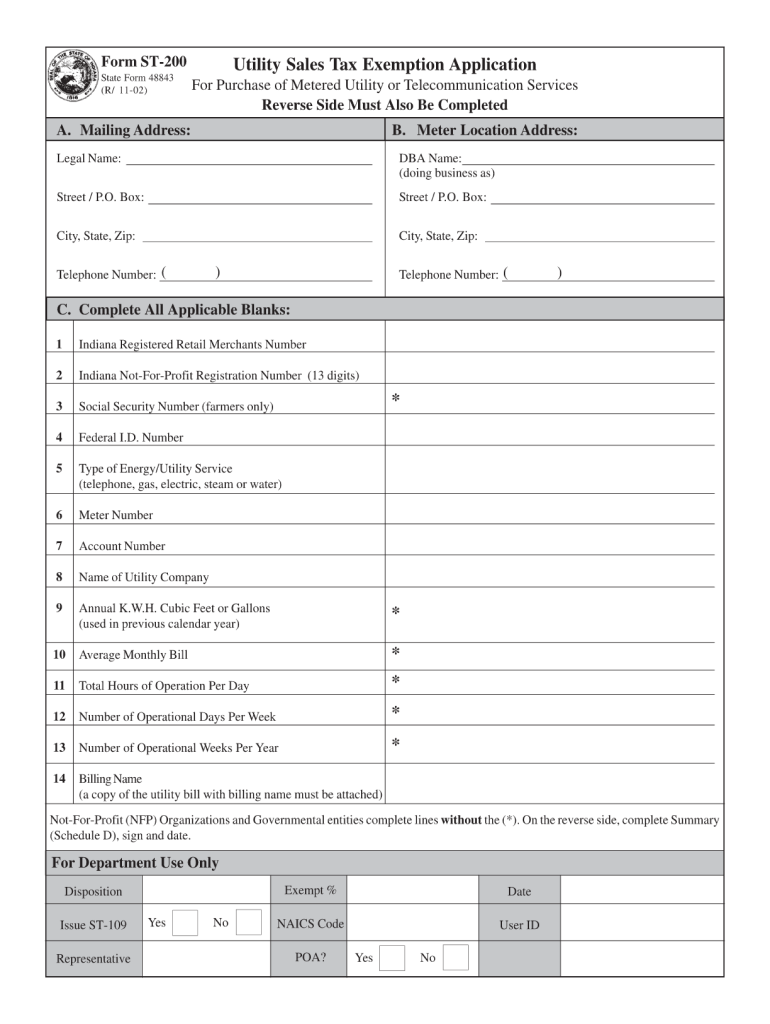  Indiana Form St 200 2002