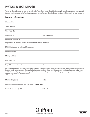 onpoint direct deposit form fill out and sign printable pdf template signnow