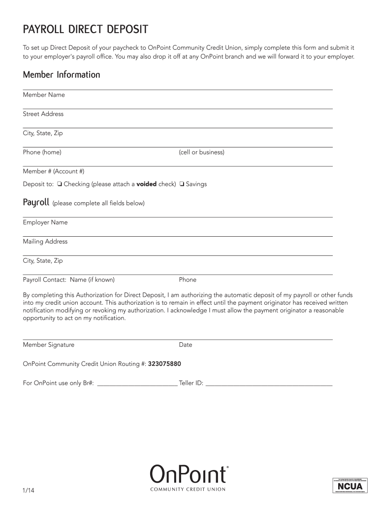  Printable Direct Deposit Forms 2014-2024