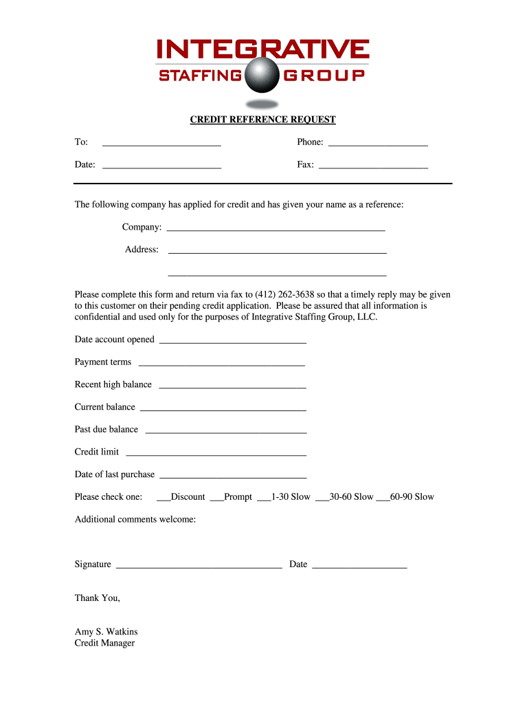 Credit Reference Request  Form