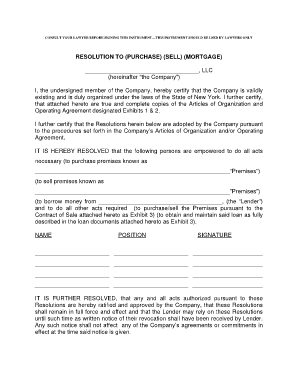 California Resolution to Purchase Sell Mortgage Form