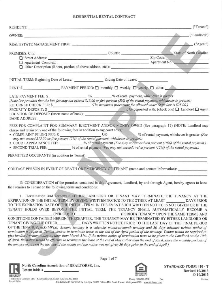 Get and Sign Example NC Lease Agreement  the Bayshore Company  Form