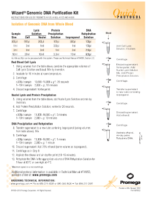 Promega Dna Extraction Kit  Form