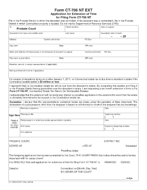  CT 706 709 EXT, Application for Estate and Gift Tax Return CT Gov 2020