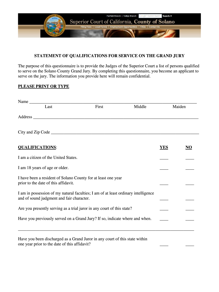 Sacramento County Grand Jury Application  Form