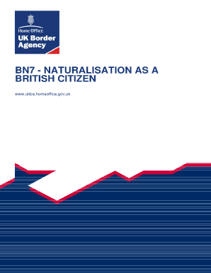 BN7 Naturalisation as a British Citizen Gov UK  Form