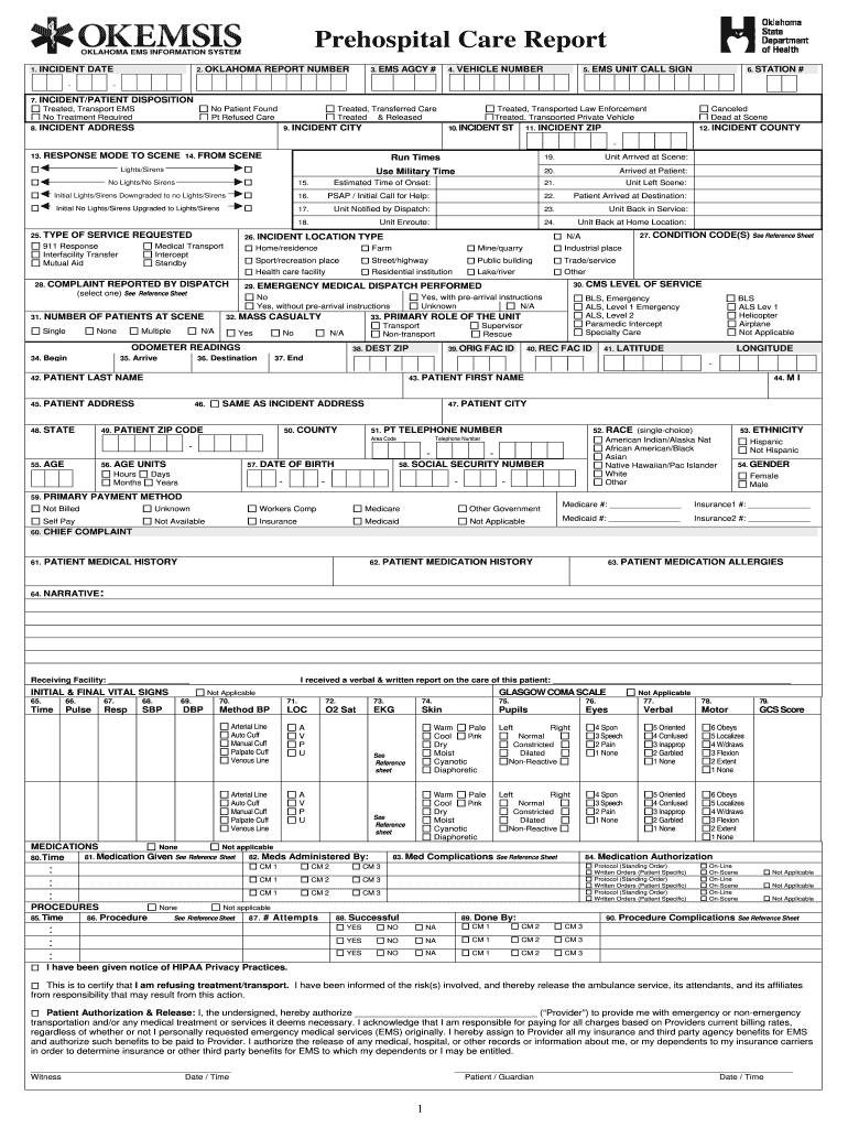 Patient Care Report Examples  Form