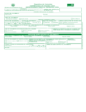 Certificado Nacido Vivo Colombia PDF  Form