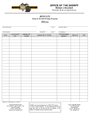 PBT Log Oakland County  Form