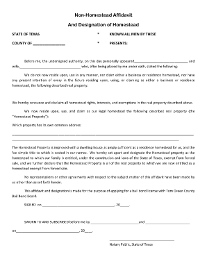 Non Homestead Affidavit Florida  Form