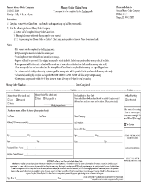 Amscot Money Order Tracking  Form