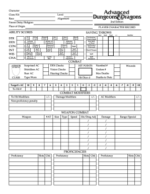 1e Character Sheet Form 1998 Fill Out And Sign Printable Pdf Template Signnow