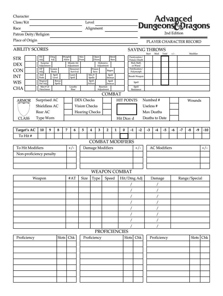  1e Character Sheet 1998-2024