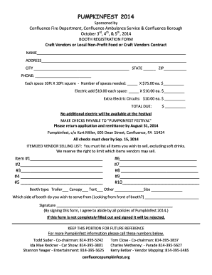 Craft Show Application Template  Form