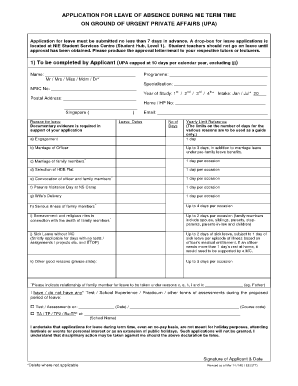 Upa Leave Meaning  Form