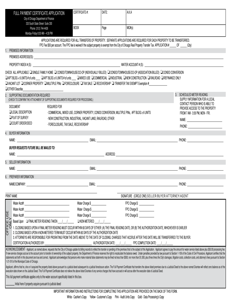 Full Payment Certificate  Form