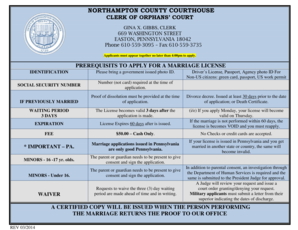 Easton Pa Marriage License  Form