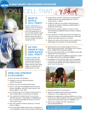 A Fact Sheet for Student Athletes, Sickle Cell Trait NCAA Fs Ncaa  Form