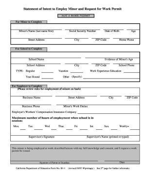 Work Permit Agoura High School  Form