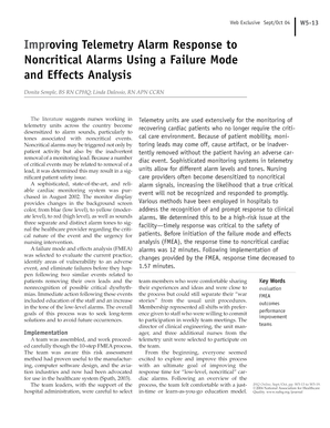 Improving Telemetry Alarm Response to Noncritical Alarms Using a Nahq  Form
