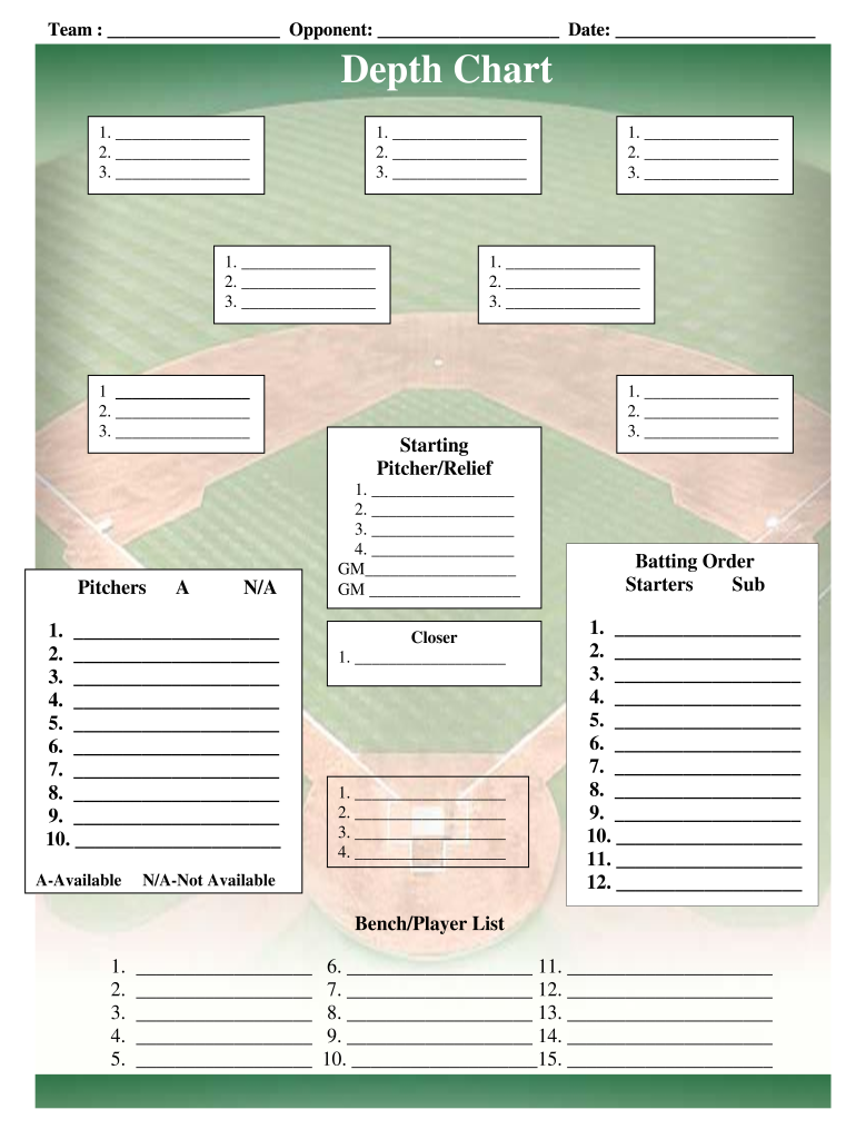 Baseball Depth Chart Template Form Fill Out and Sign Printable PDF