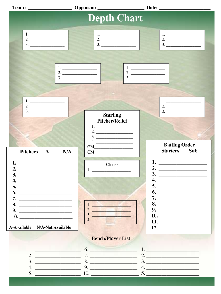 Baseball Depth Chart Template  Form