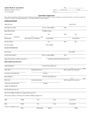 Apartment Application  Form