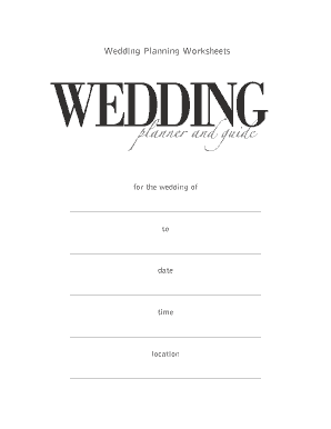 Wedding Planning Worksheets  Form