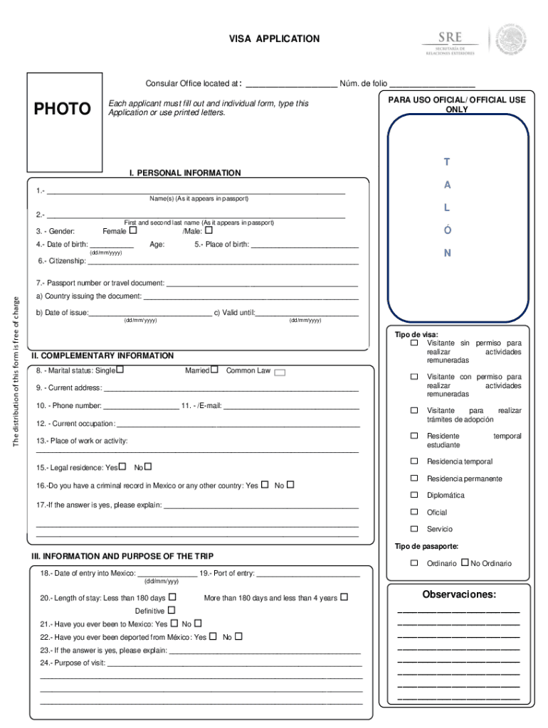 Nigeria Embassy Mexico  Form