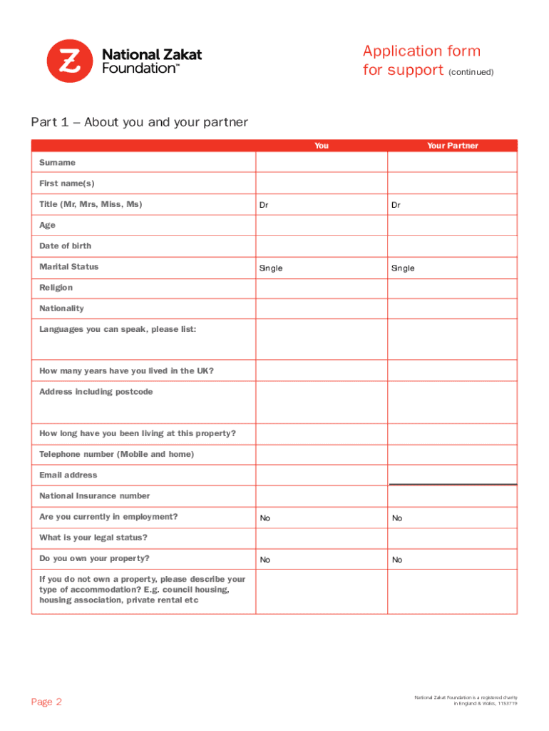 Zakat Application Form PDF