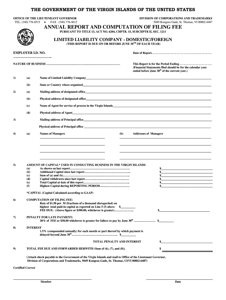 Usvi Annual Report  Form