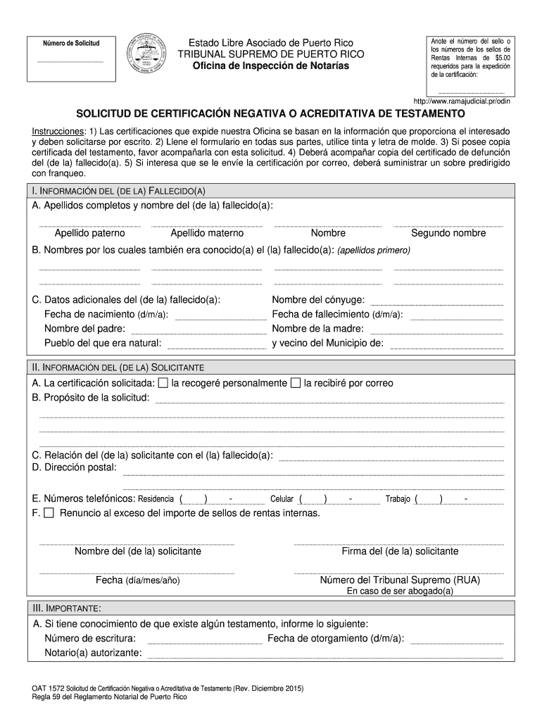  Formulario De Negativa De Testamento En Pr 2010