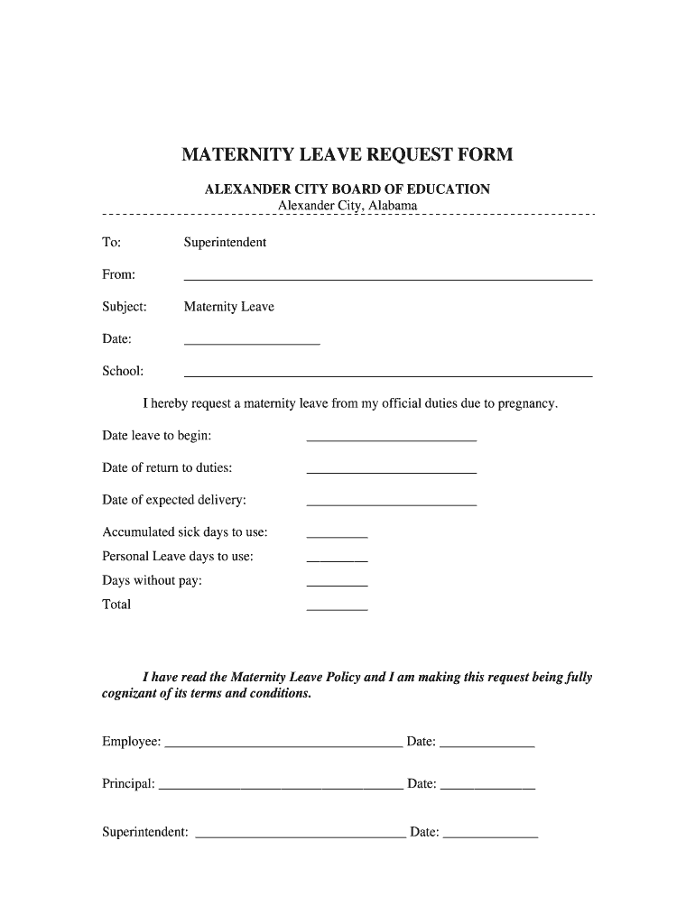 Maternity Leave Form for Teachers PDF