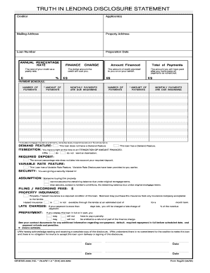 Cuna Truth in Lending Disclosure Form