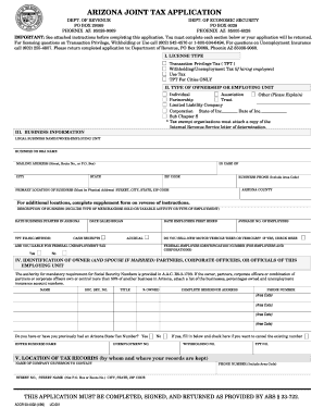 Az Joint Tax Application  Form