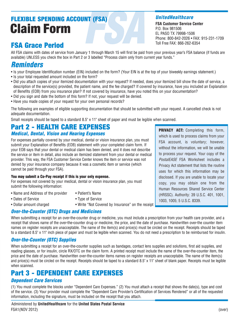  Fsa Claim Form 2012