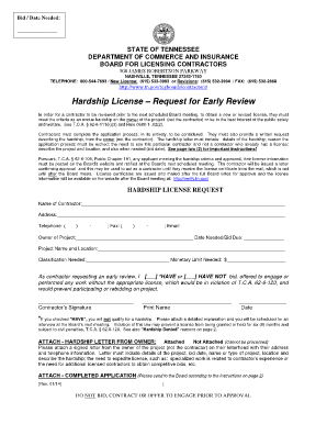 Tn Hardship License  Form