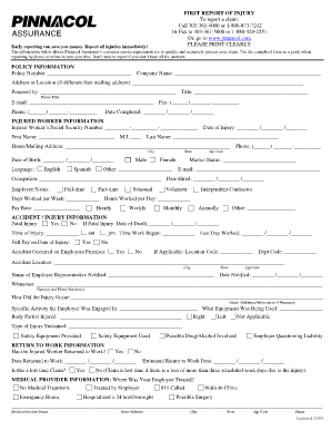 First Report of Injury Pinnacol Assurance  Form