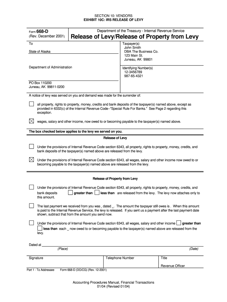 Irs Form 668 D