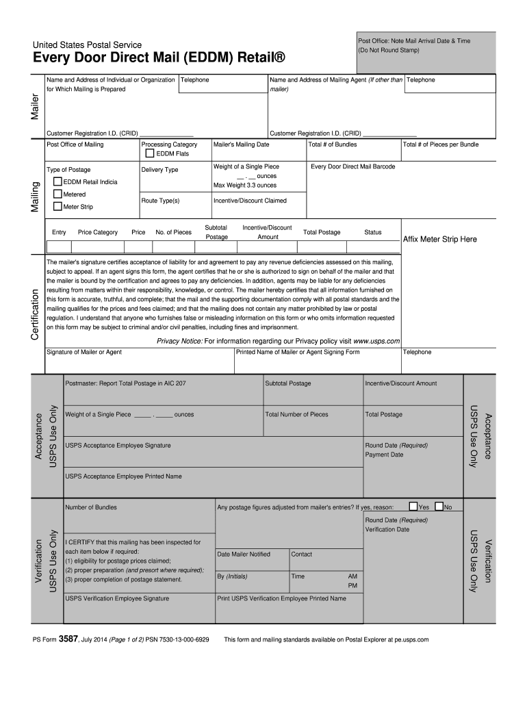  Ps Form 3587 2014-2024