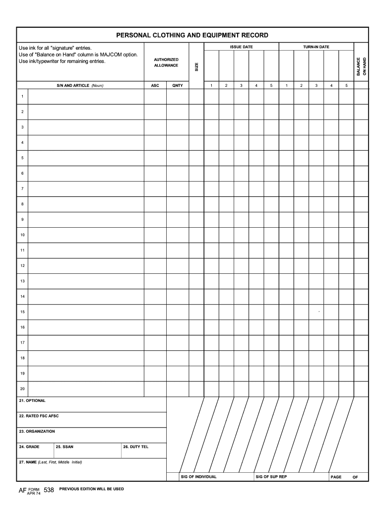  Af 538 Form 1974-2024