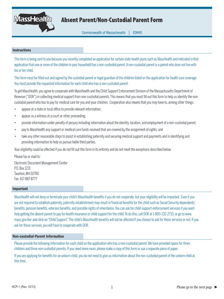  Masshealth Absent Parent Form 2013